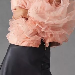 Anthropologie Eva Franco Ruffle Organza Bomber Jacket